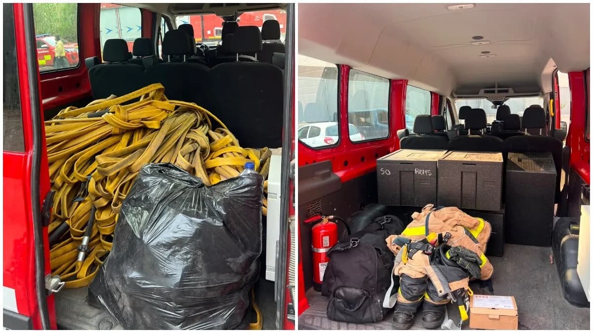 Comparativa d’un vehicle amb mànegues contaminades i el mateix vehicle transportant caixes d’avituallament